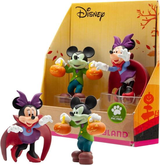 Bullyland 15082 – Speelset Disney Mickey & Minnie Halloween – levensecht en detailrijk vormgegeven – ideaal als taartfiguur, verzamelobject of feestelijk cadeau voor kinderen vanaf 3 jaa