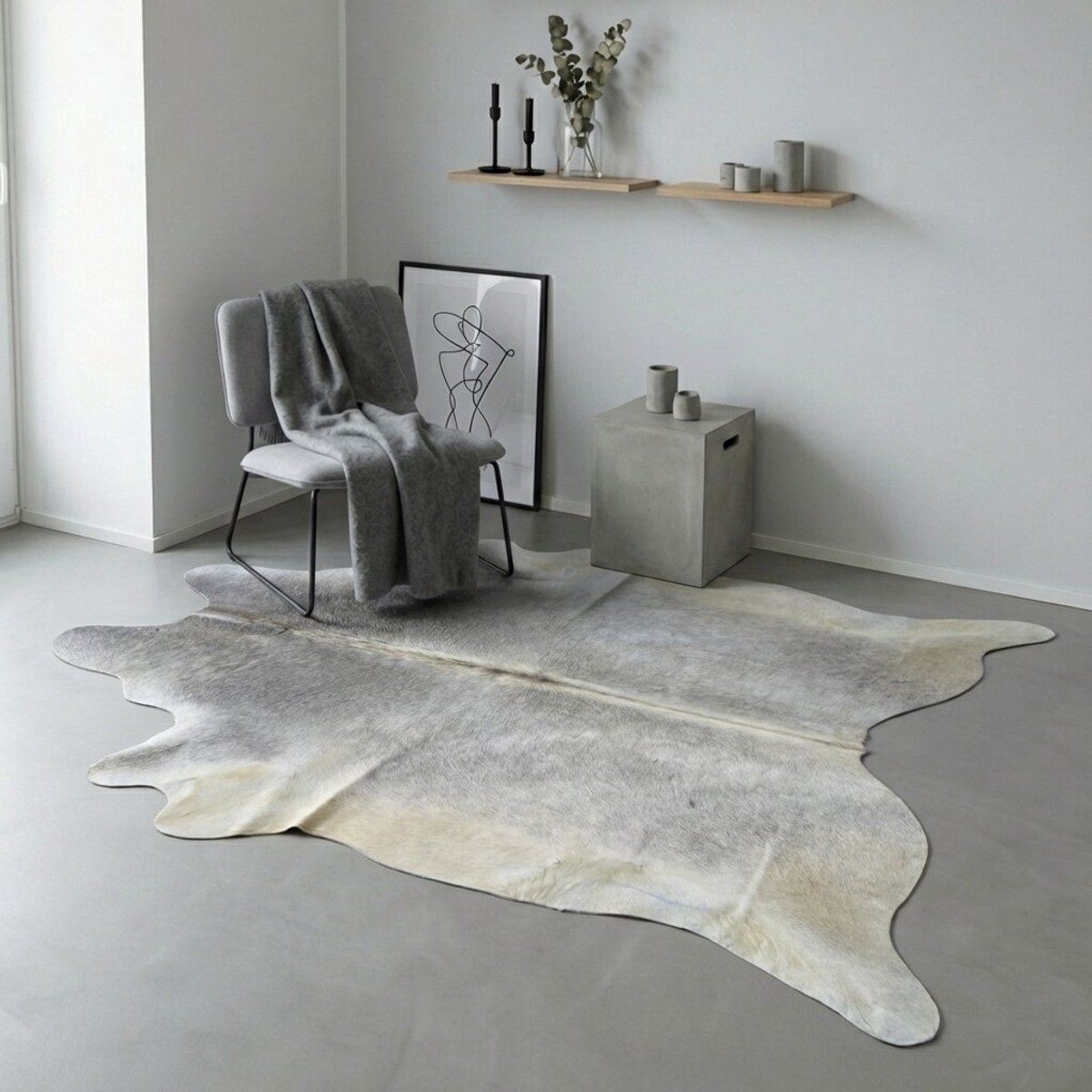 Koeienhuid Vloerkleed XL (Groot) - Grijs / Taupe / 0145 - 235 x 200 cm - Koeienkleed / Koeienvel / Dierenvel / Dierenhuid / Koehuid Tapijt