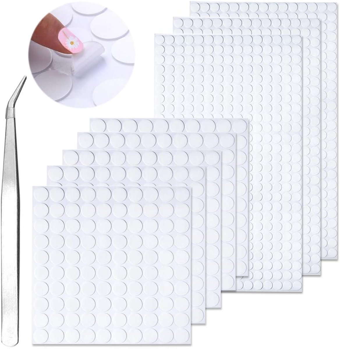 Cosensi - Transparante Zelfklevende Punten - Dubbelzijdig Plakband - Rond - Afneembaar - 1280 Stuks - Zonder Sporen - Voor Decoratie - Afneembare Stickers - DIY - Handig in Gebruik - Hoge Kwaliteit