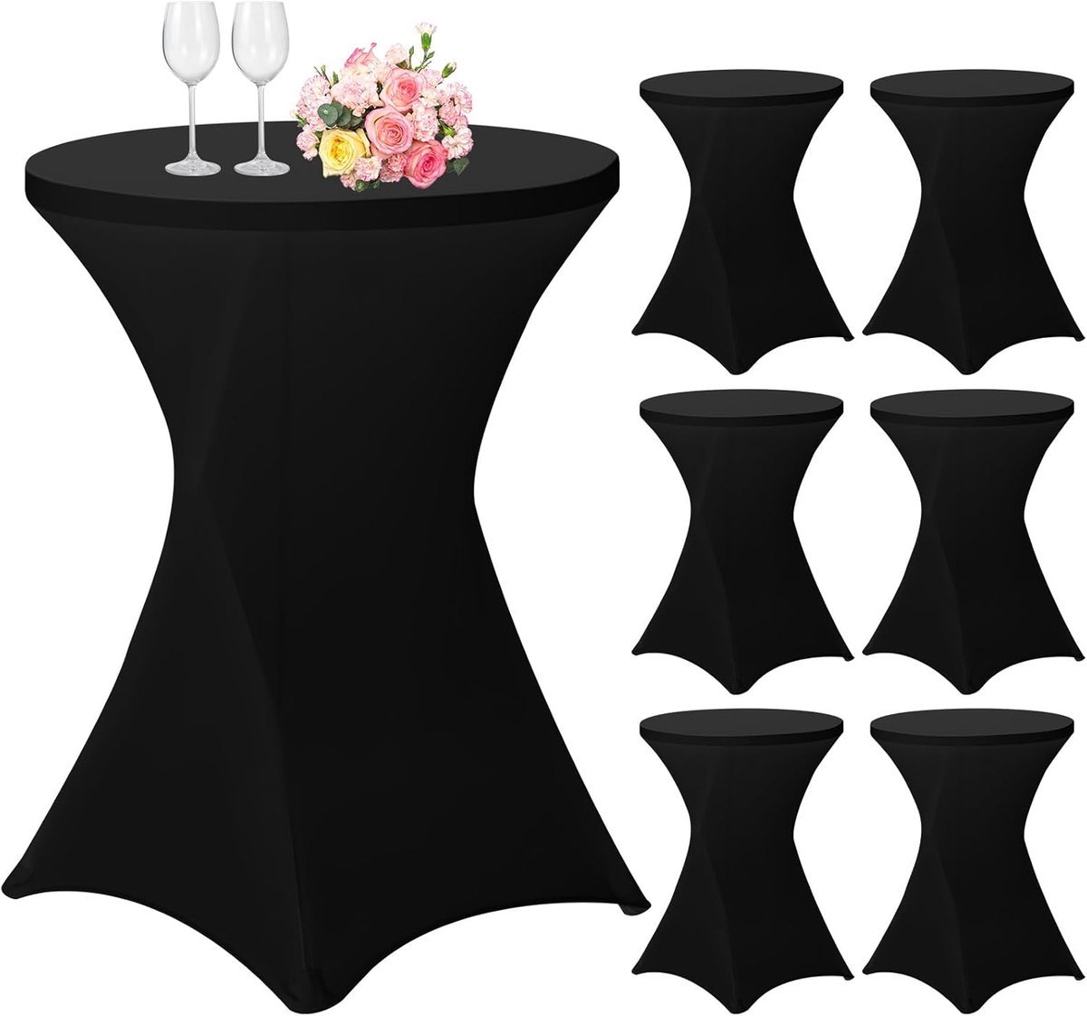 Stunq® Veelzijdige Stretchstof Tafelhoevedek Set - 6 Stuks (80-85 cm Diameter)