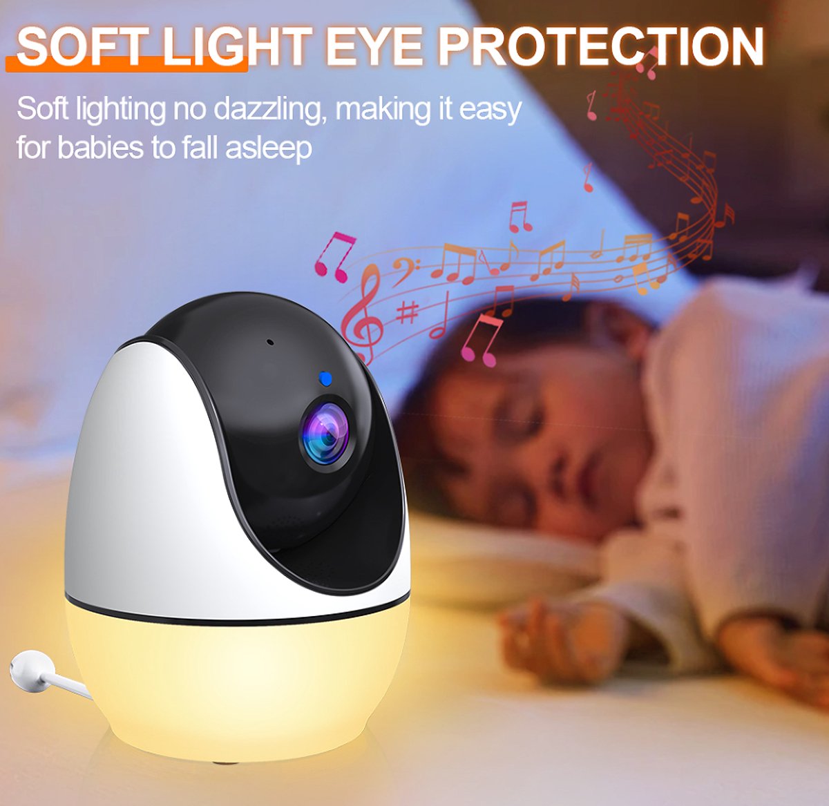 Namajunas - Babyfoon met camera - Baby monitor - Baby camera - 4.3 inch IPS-scherm - Full HD Resolutie - Temperatuursensor - Nachtlampje - Nachtzicht - Video Opname Met uw SD kaart - Zonder Wifi en App - PTZ, VOX-modus, Tweewegs-audio, 8 slaapliedjes – foto 8
