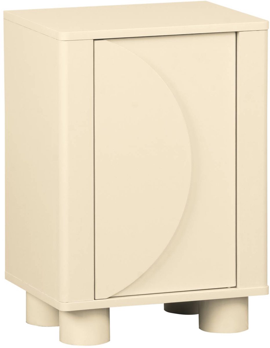 sweeek Nachtkastje met houteffect 1 omkeerbare deur - pondi Beige