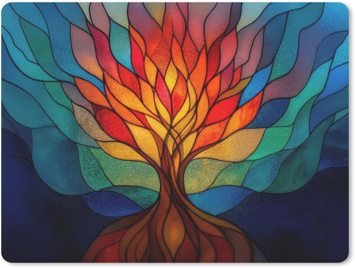 Muismat 23x19 cm - Mousepad Sierglas - Boom - Rood - Vlakken - Muismatten