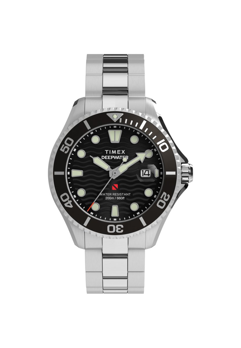 Timex Deepwater Meridian Quartz Analoog Horloge Zilver En Zwart Kast: 100% Roestvrij Staal | Armband 100% Roestvrij Staal 44 mm TW2W81900AJ, TW2W82000AJ
