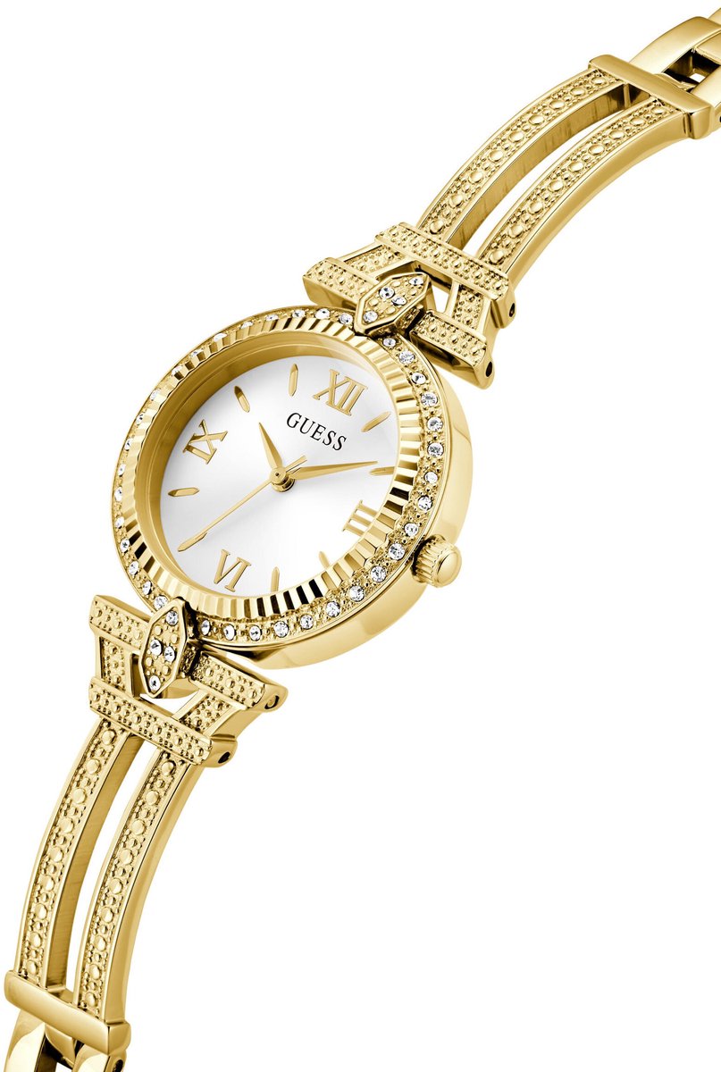 Guess Delphine Quartz Analoog Horloge Gouden Toon Case: 100% Recycled Steel | Armband: 100% Recycled Steel 28 mm GW0864L1, GW0864L2