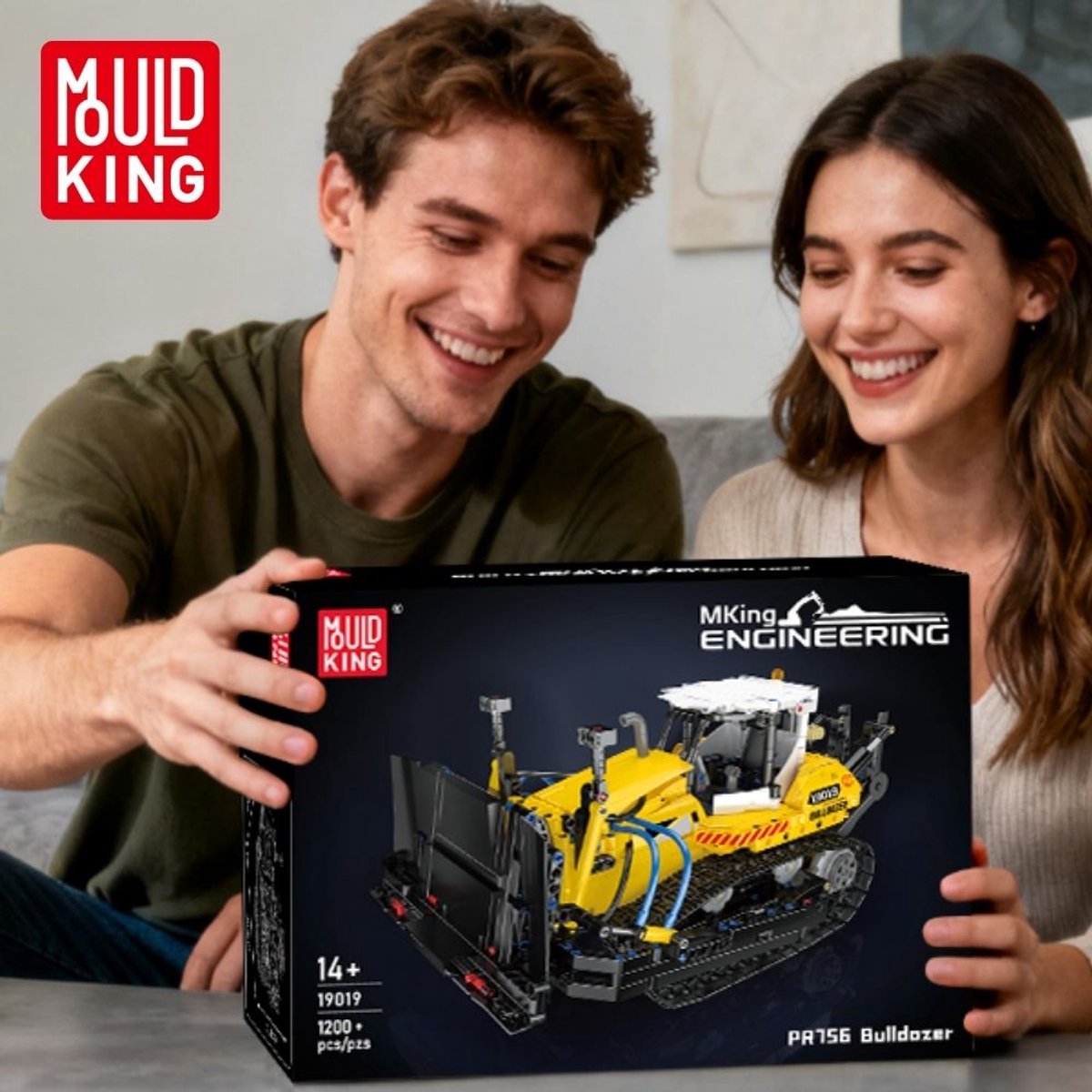 Mould King 19019 PR756 Bulldozer bouwset | Creator technische auto modelbouw | Educatief classic constructie speelgoed bouwpakketten voor kinderen & volwassenen | Hydropomp niet geschikt voor Lego technic | Bouwdoos met 1200 bouwstenen — afbeelding 6