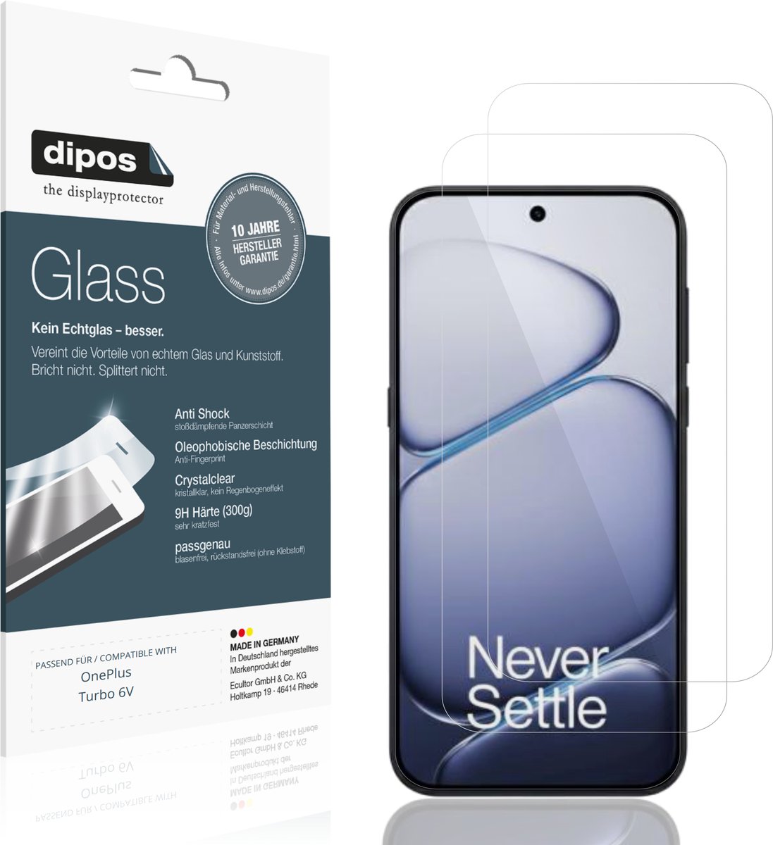 dipos – 2x Pantserfolie geschikt voor OnePlus Turbo 6V | 9H Screenprotector