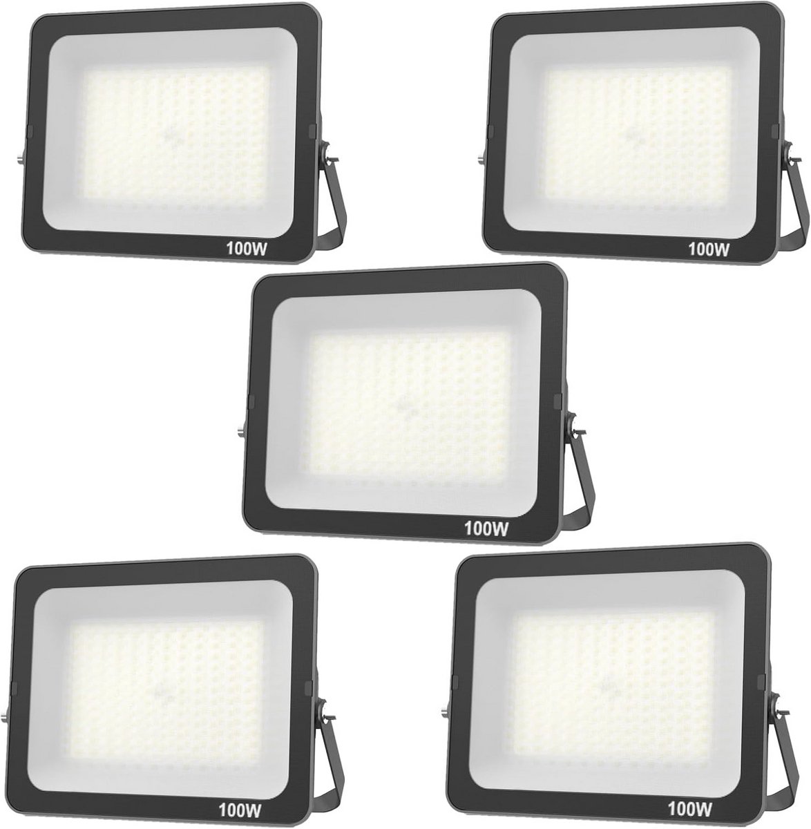 5x 100W LED Floodlight Outdoor - Super Bright Waterproof Spotlamp voor Tuin en Garage