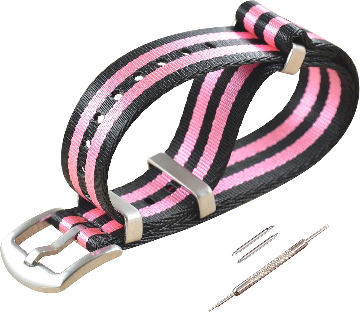 Nylon Horlogeband Vervanging met Geborstelde Gesp - 18mm 20mm 22mm 24mm