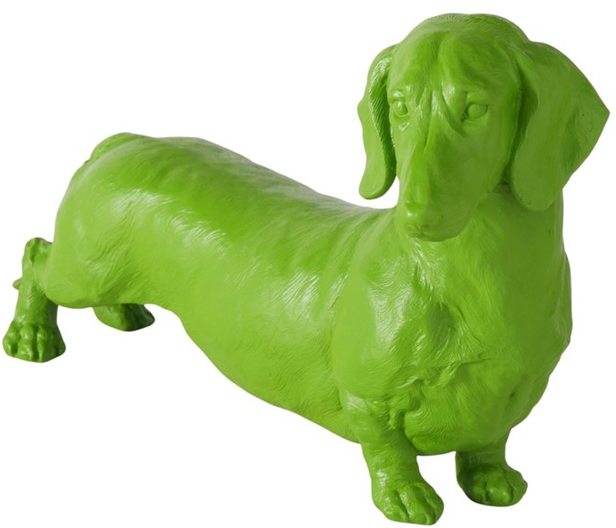 Boltze - Decoratief Beeld - Figuur - Hond - Polyresin - Teckel - Groen - 38x18x24cm
