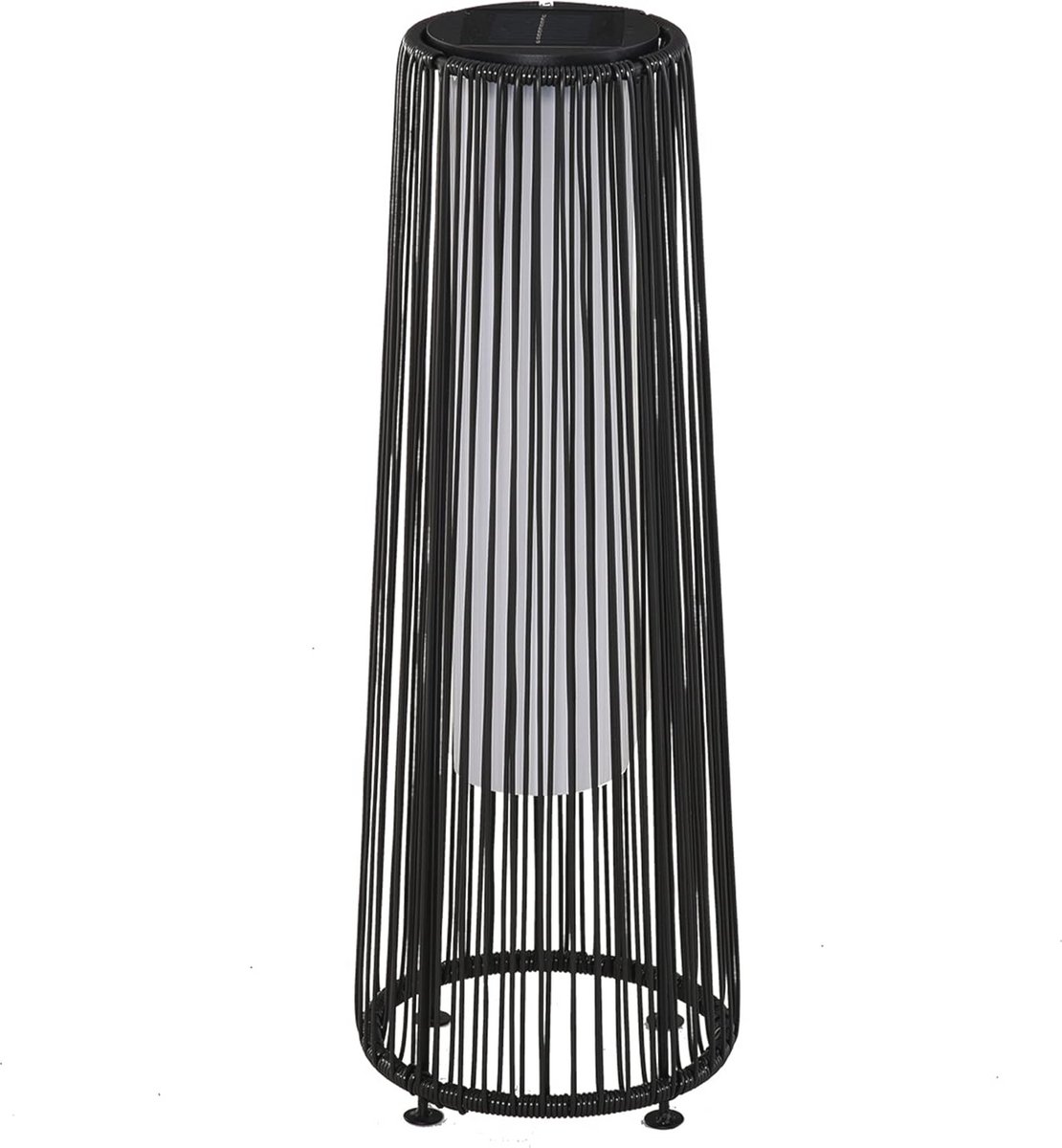 Zwarte Zonnelamp op Zonne-energie voor Buiten - Automatische LED Tuinverlichting met Lichtsensor - Waterdichte Rotanlook Lamp