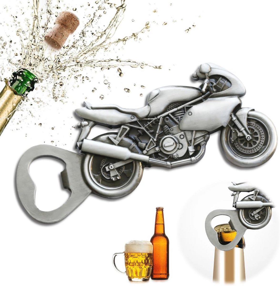 Vintage Flesopener Motorfiets - Perfect Cadeau voor Mannen en Motorliefhebbers