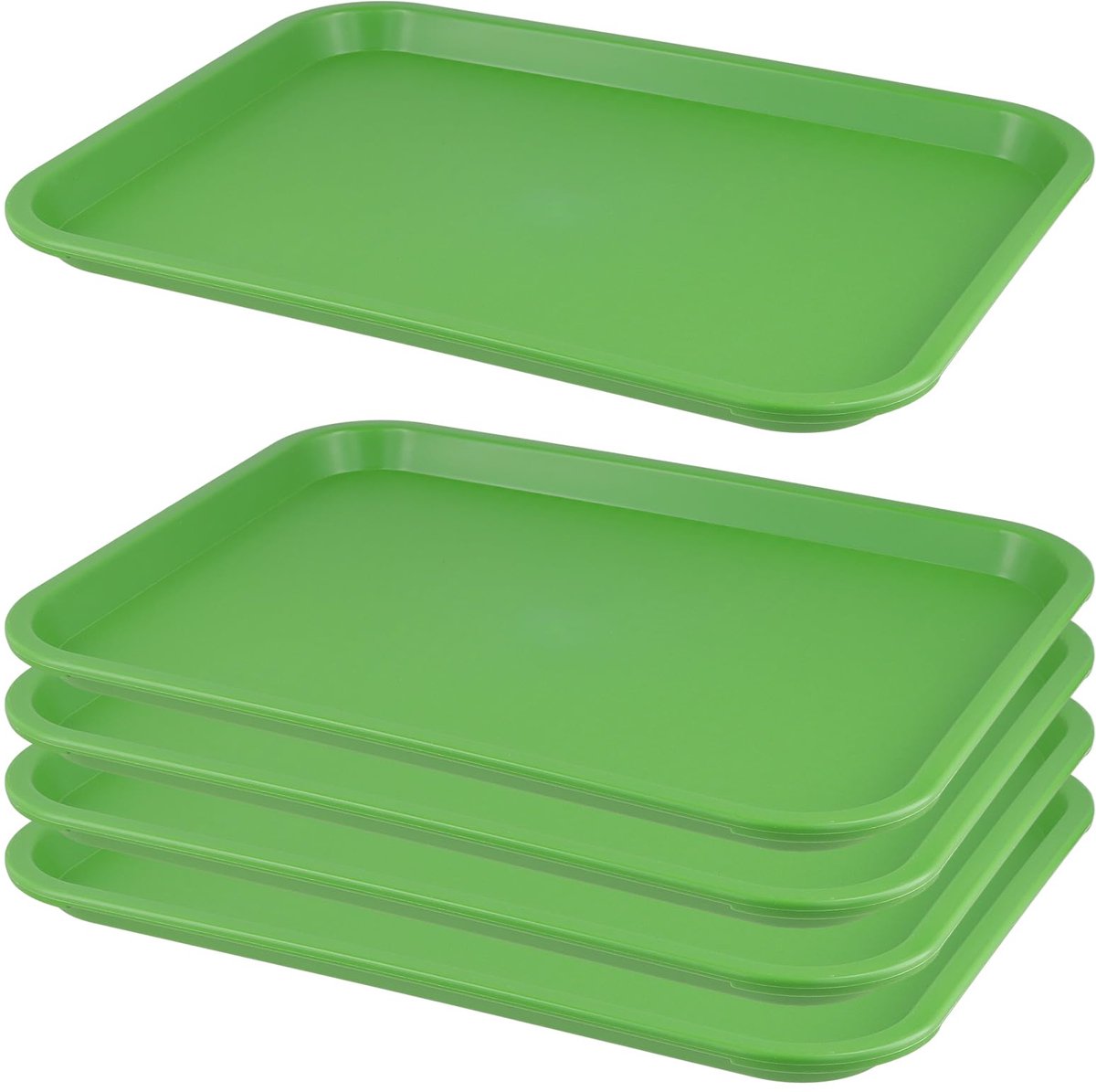Unyqoos® Set van 5 groene kunststof serveerbladen voor horeca en catering