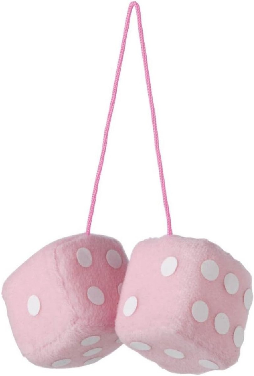 Roze Pluche Decoratieve Dobbelstenen 7x7 cm - Hangdecoratie voor Auto