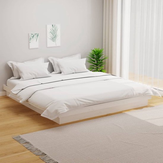 Tweepersoonsbed | Dubbelbed | Volwassenenbed | Bedframe massief hout wit 180x200 cm