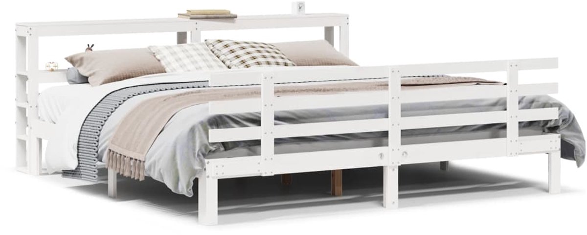Tweepersoonsbed | Dubbelbed | Volwassenenbed | Bedframe met hoofdeinde zonder matras 180x200 cm wit