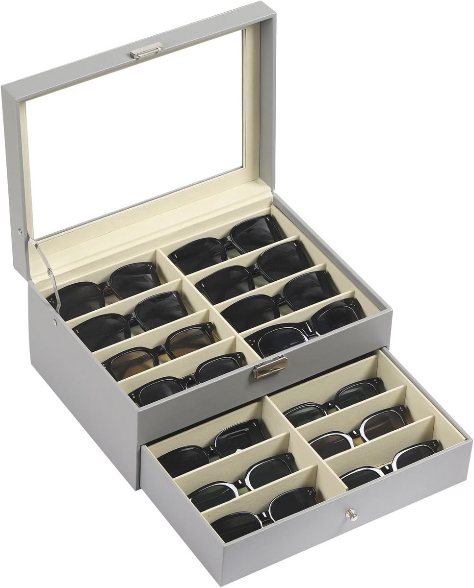 Brillen Opslag en Zonnebril Display Organizer met Afsluitbare Case