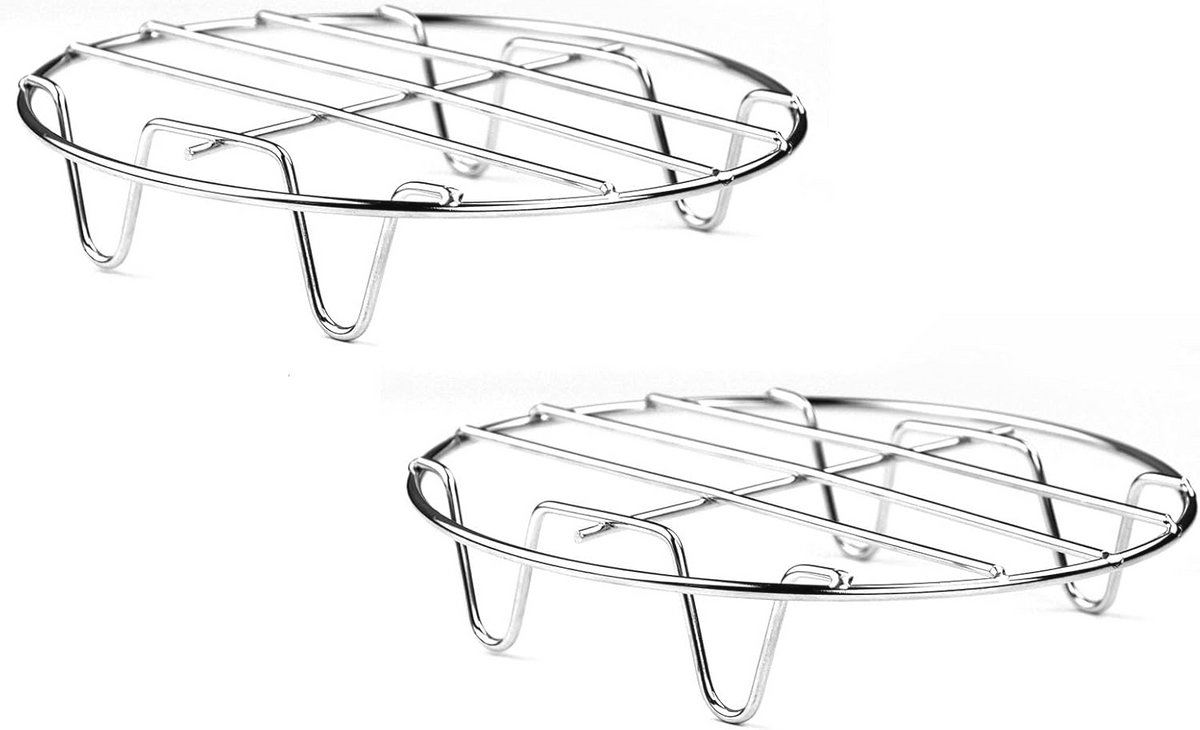 Ronde roestvrijstalen stoomrek (2 stuks, 15,9 cm) voor koken en braden