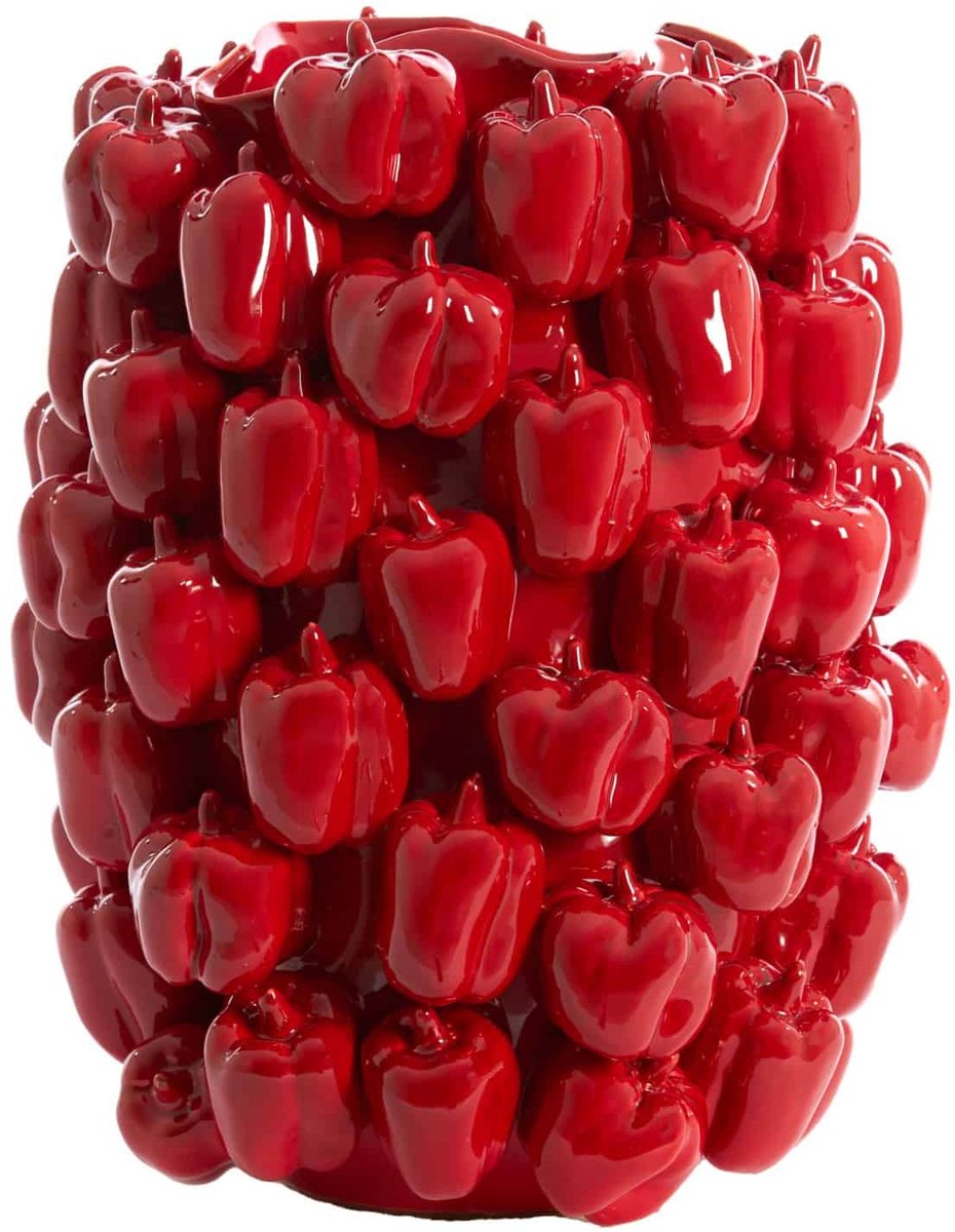 Vaas Bellpepper - Rood - 35x33x47cm - Keramiek - - Bloemenvaas - Woondecoratie - Decoratieve vaas voor woonkamer of slaapkamer - Moederdag - Moederdag cadeautje - Moederdag cadeau voor mama
