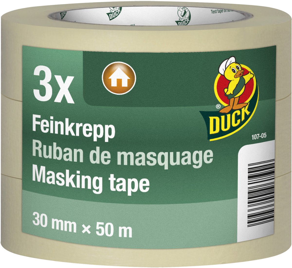 Duck Masking Tape Basic - Afplaktape voor Binnen - Afdektape voor Afplakwerk - Geschikt voor Schilderwerk - Eenvoudig met de Hand te Scheuren - Afmeting 30 mm x 50 m - Kleur Beige