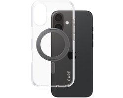 CARE by PanzerGlass Feature Case - Transparant w. - Zwart Kickstand & MagSafe iPhone 16