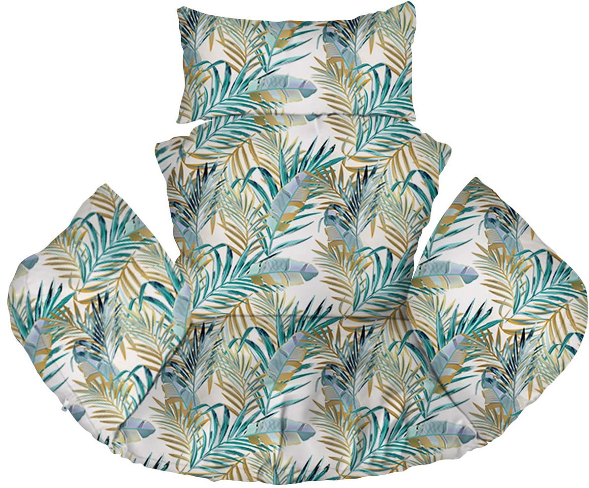 FEROCITY - Hangstoel Kussen - Hangstoelkussen - Tuincocon Kussen - Schommelkussen - Polyester - Palm Wit