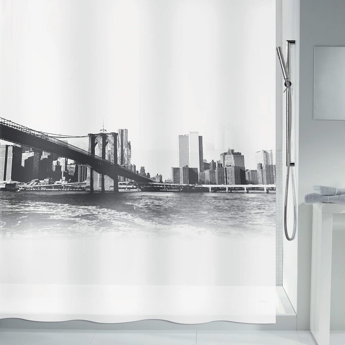Douchegordijn kunststof zwart 200 x 180 cm - Waterdicht en duurzaam