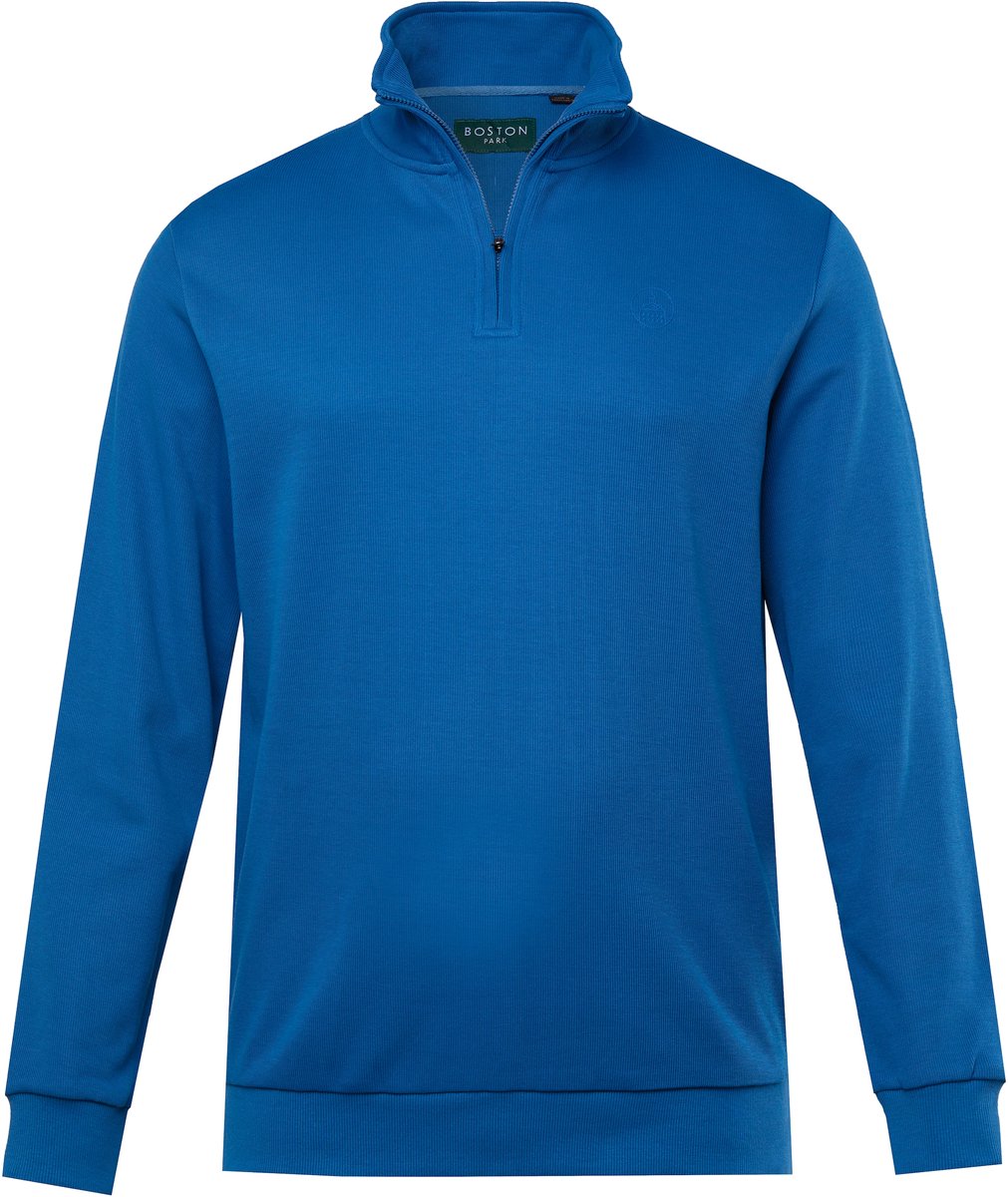 Boston Park - Heren - Sweattroyer rib materiaal kraag met rits - Blauw - Maat 60+