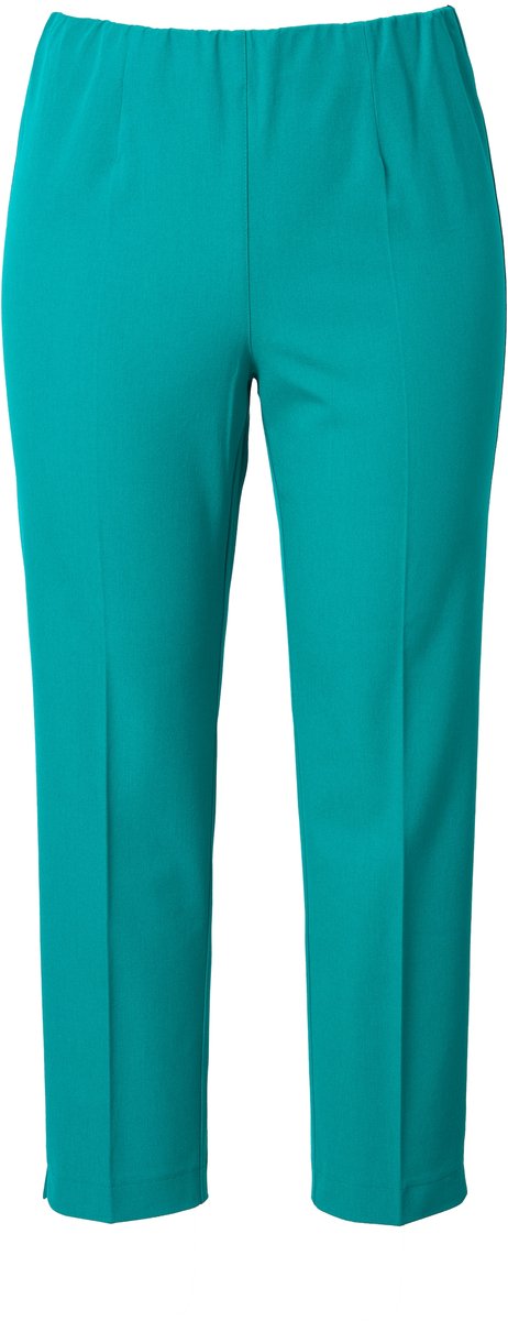 Ulla Popken - Dames - 7/8-broek biezen smalle broekspijpen elastische tailleband - Groen blauw - Maat 52