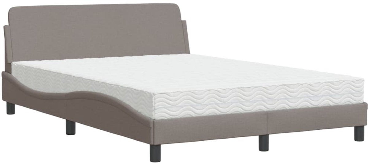 Tweepersoonsbed | Dubbelbed | Volwassenenbed | Bed met matras "Dover" stof taupe 140x200 cm