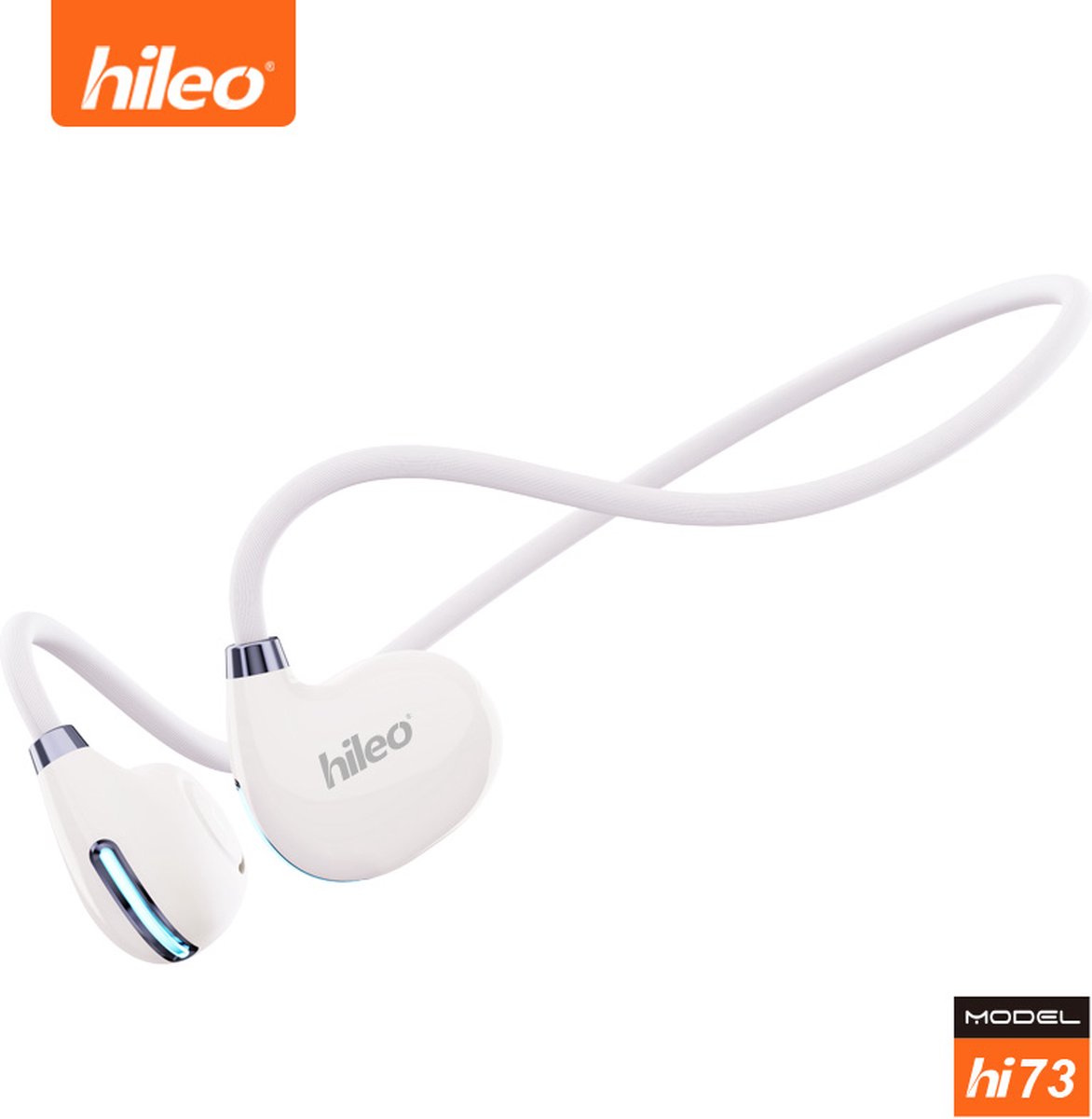 hileo hi73 - Draadloze Oordopjes - Koptelefoon - Bone Conduction – Wit - Sport - Open-Ear - Bluetooth V5.3 oordopjes – Draadloze oortjes – Geschikt voor IOS/Android