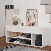The Living Store Schoenenkast - Opbergbank - 105 x 30 x 45 cm - Hoogglans wit