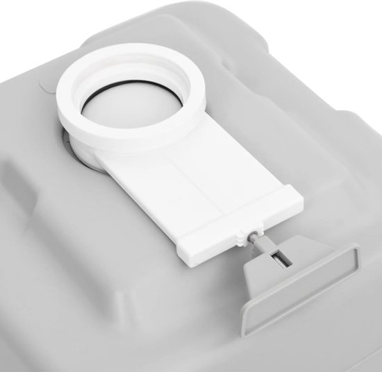 The Living Store Draagbaar toilet - Compact campingtoilet - 41.5 x 36.5 x 42 cm - HDPE - T-type spoeling - Ontluchtingsventiel - Vergrendelingen - Grijs en wit