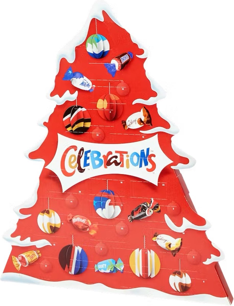 Celebrations adventskalender chocolade - kerst - Candy Freaks