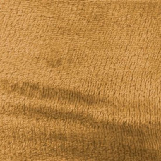 Gedetailleerd beeld van de bruine, zachte textuur van een microvezel deken.