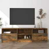 The Living Store TV-meubel Industrieel - 150x33.5x45 cm - Gerookt eiken