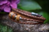 Urn-Crematie-as heren lederen armband-Handgemaakt!-Sieraad wordt voor u op maat gemaakt!- Bruin Lederen heren armband met crematie-as verwerkt in bedel van glas- crematie-as glas bedel-gekernd-Herinneringsarmband-Assieraad-Heren sieraad-As armband
