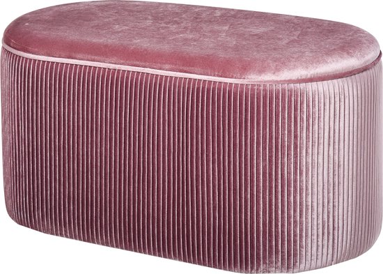 HOMCOM Zitbank gestoffeerde bank met opbergruimte kistbank Franse stijl fluweel elegant roze 838-085 - Homcom
