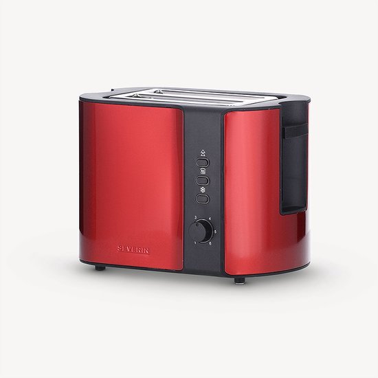 Grille-pain Severin AT 2217 - Toaster 2 Fentes 800W Rouge Et Noir Avec Fonction Décongélation