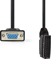 Câble SCART - SCART Male - VGA Femelle 15p - Nickelé - 480p - 2,00 m - Rond - PVC - Zwart - Etiquette