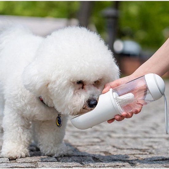 Drinkfles hond | Honden drinkfles | Waterfles voor honden | Honden waterfles | geschikt voor Kleine honden (Wit) - LuxeBass