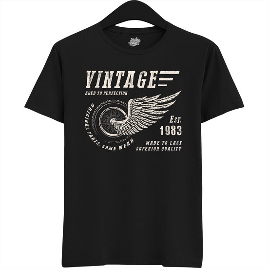 A Vintage Motorcycle Addict Est 1983 | Retro Verjaardag Motor Cadeau Shirt - T-Shirt - Unisex - Zwart - Maat 4XL