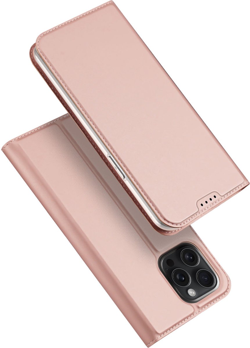 Dux Ducis - Geschikt voor iPhone 15 Pro Max - Slim bookcase hoesje - Rose Goud
