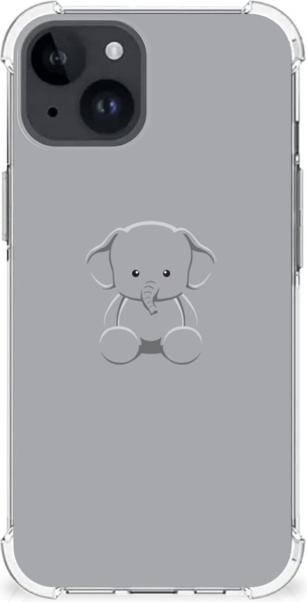 iPhone 15 Stevig Bumper Hoesje Grijs Baby Olifant
