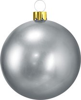 Christmas Decoration mega grote kerstbal - 65 cm - zilver - opblaasbaar