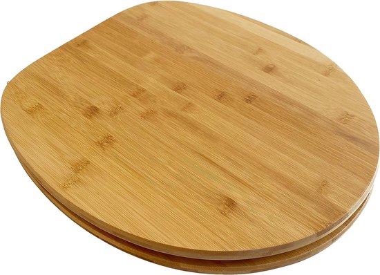 SCHÜTTE WC-Bril 81101 NATURAL BAMBOO - Massief Bamboe - Soft Close Verchroomde Scharnieren Belastbaar Tot 175 Kg