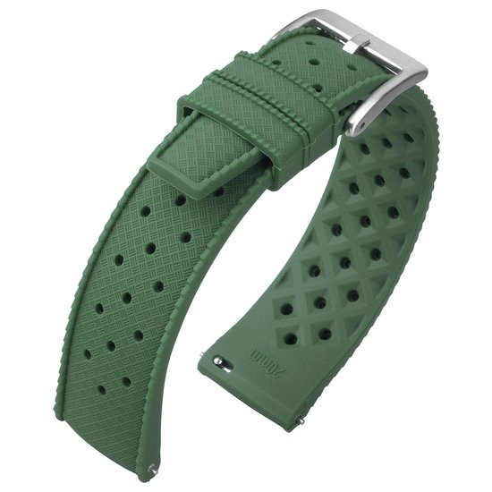 Tropic Style Basket Weave Horlogebandje Silicone Rubber Groen 22mm