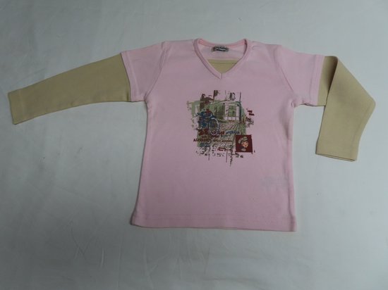 T-Shirt met lange mouw - Meisje - Rose , ecru - 2 jaar 86