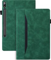 Case2go - Tablet hoes geschikt voor Samsung Galaxy Tab S9/S9 FE - Business Wallet Book Case - Met pasjeshouder - Groen