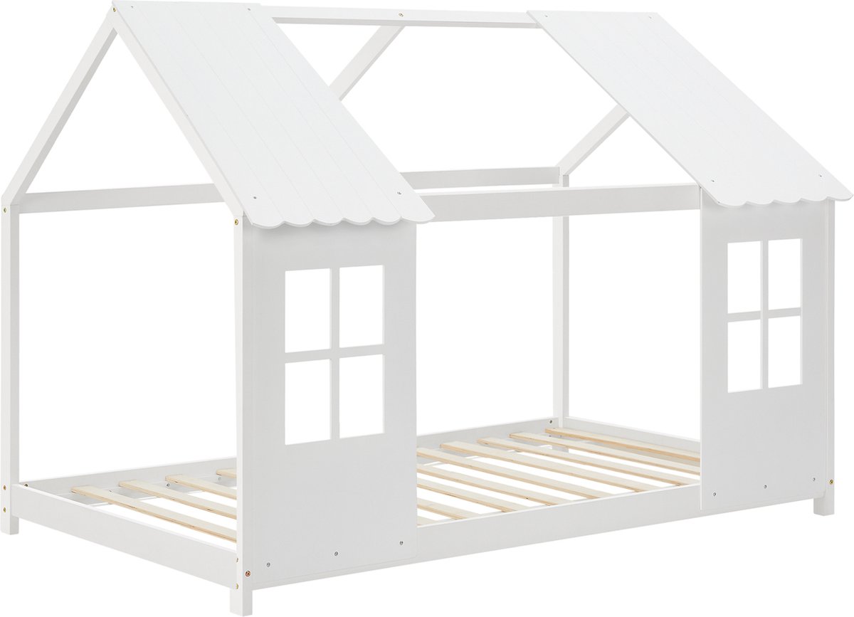 en.casa Kinderbed Tostedt huisbed grenen wit 90x200 cm [en.casa]